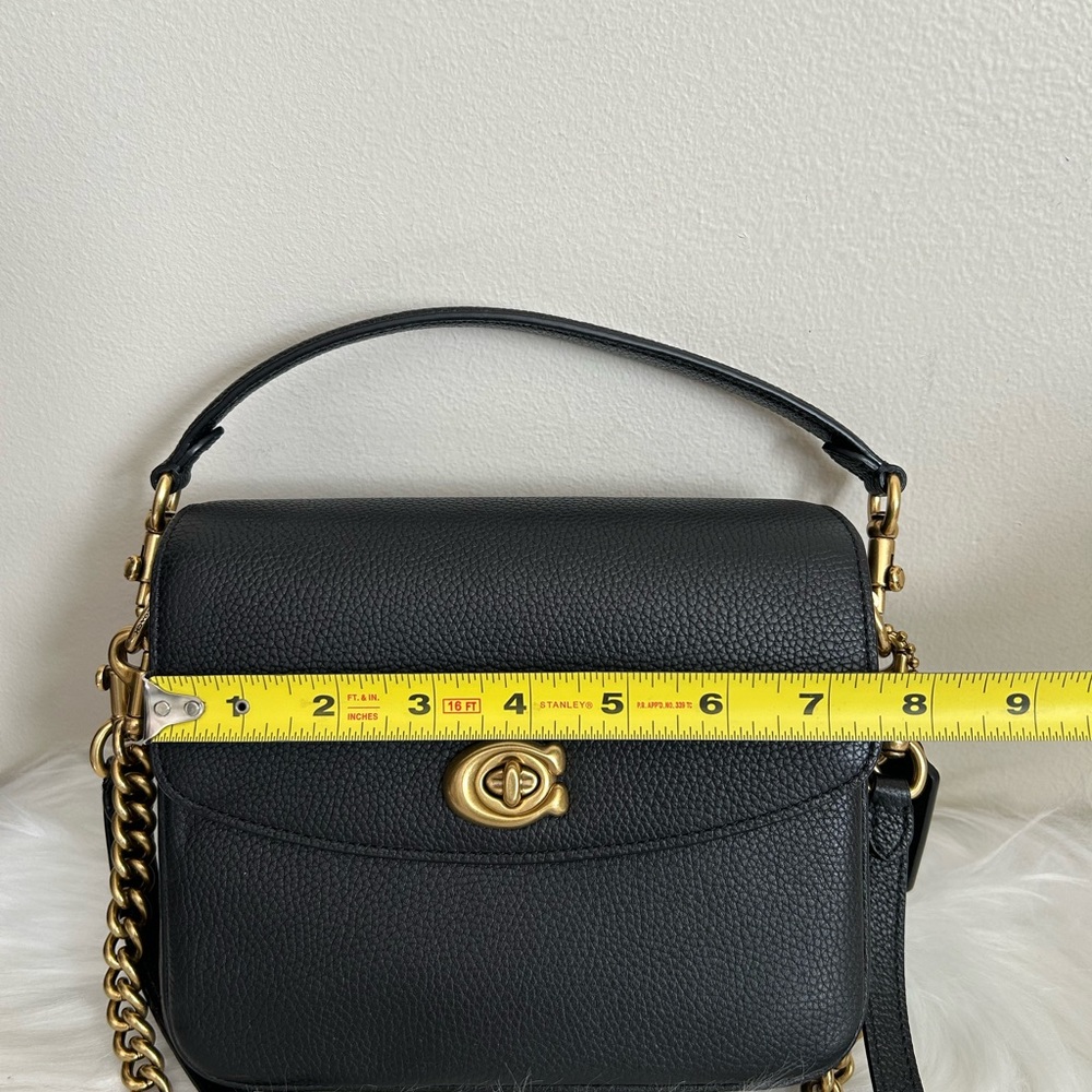Coach Cassie 19 Black Pebbled‎ Leather Shoulder Bag Excellent - Picture 9 of 10